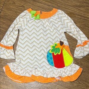 Emily Rose Chevron Pumpkin top - Orange, Green, Red